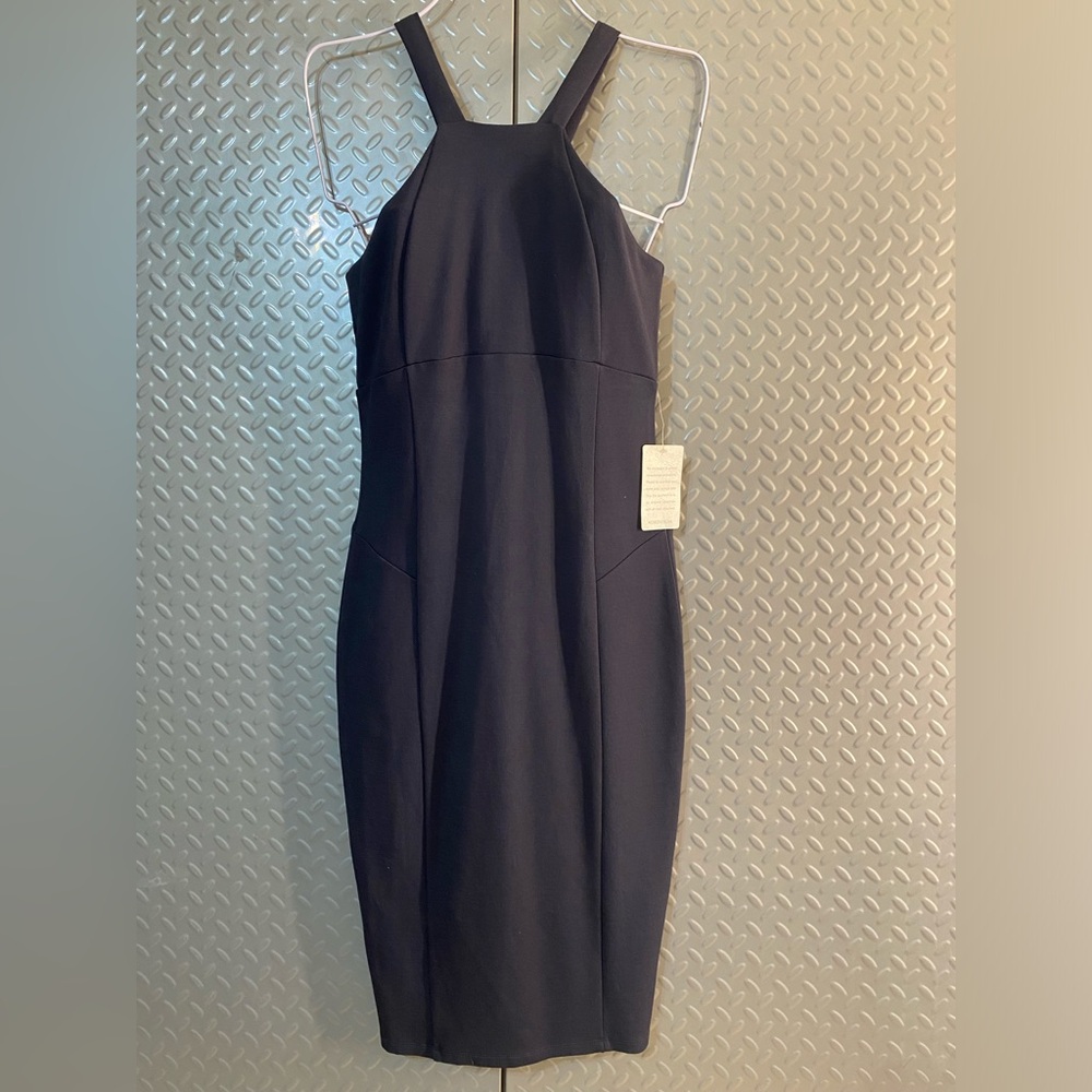 NWT Felicity and Coco Sheath Dress Sz SWomans Navy Knit Halter Neck Sleeveless